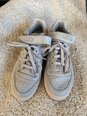 adidas Kids Light Gray/White Velcro & Lace Sneakers